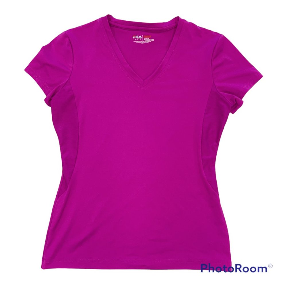 Women's Fila V Neck Live In Motion Tee Athletic Tee Sz S